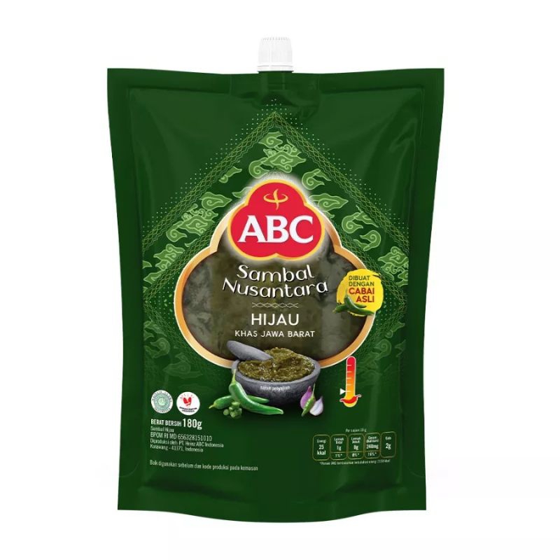 

ABC Sambal Hijau Kemasan Baru Pouch 180 gr