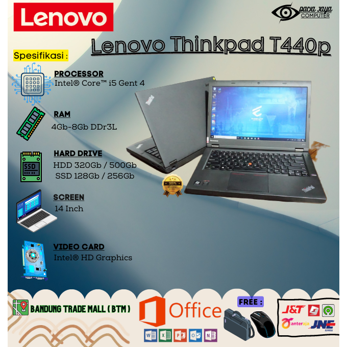 Laptop Lenovo Thinkpad T440p Core i5 Gen 4 Ram 8GB Ssd 256GB