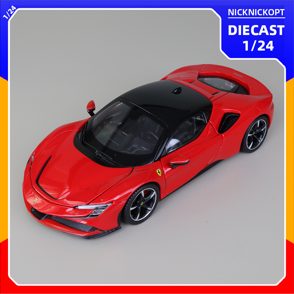 Miniatur Mobil Bburago Ferrari SF90 Stradale Diecast Skala 1:24 Mainan Koleksi