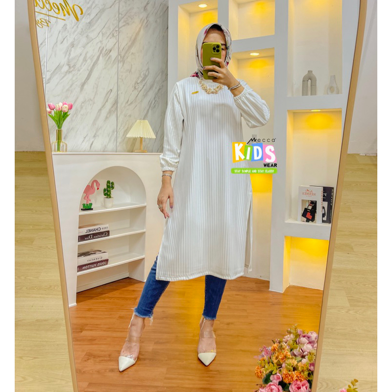 Long Tunik belah Knit Premium COUPLE MOMY N KIDS/Tunik basic Daily/ Tunik viral