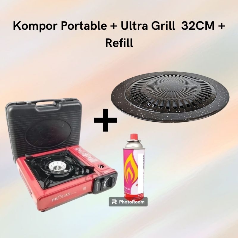 Paket Barbeque Kompor Portable + Ultra Grill HC 32CM+ Refill