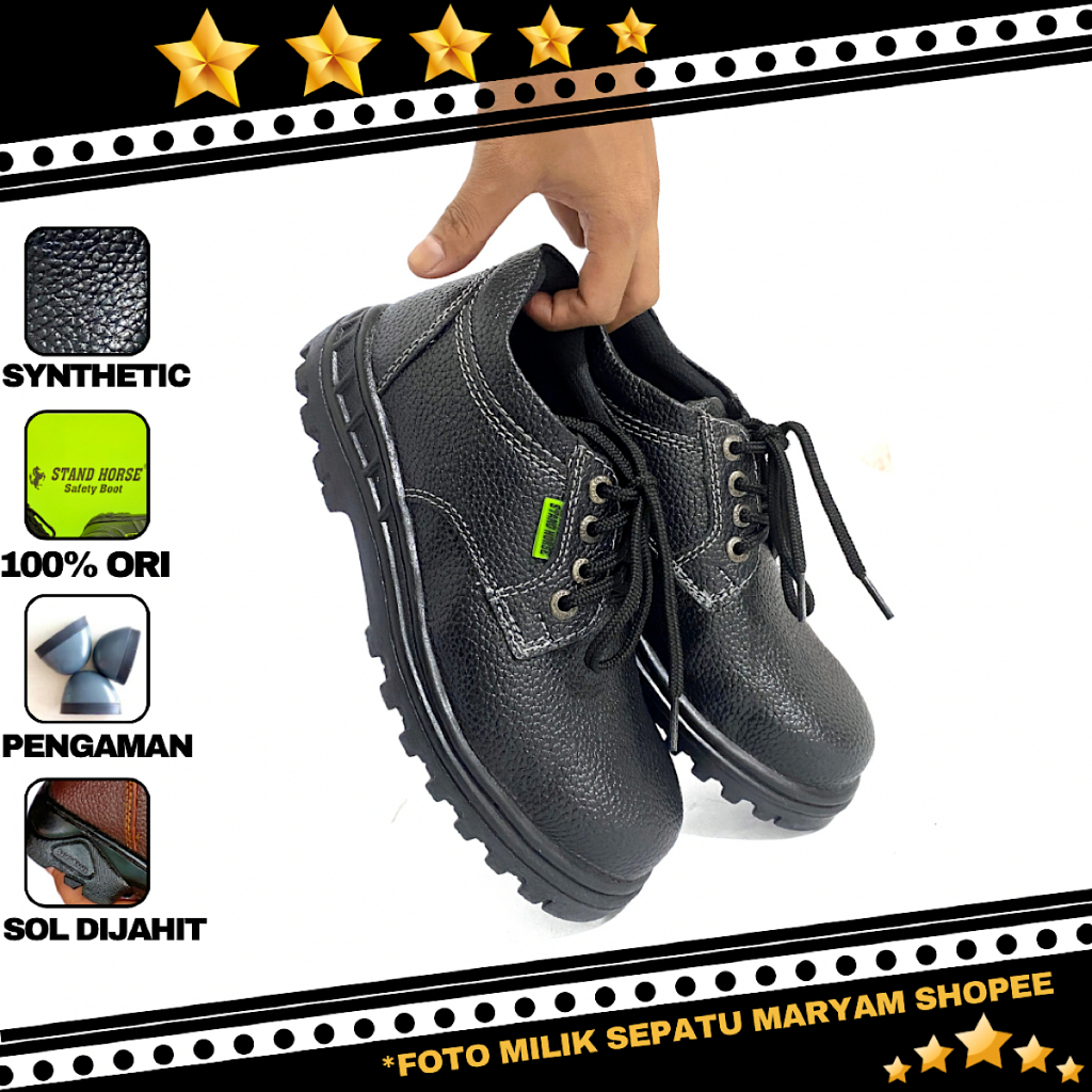 Sepatu Safety Tali Pendek Pria Ujung Besi Safety Boots Murah Sepatu Kerja Pabrik Proyek Chef COD