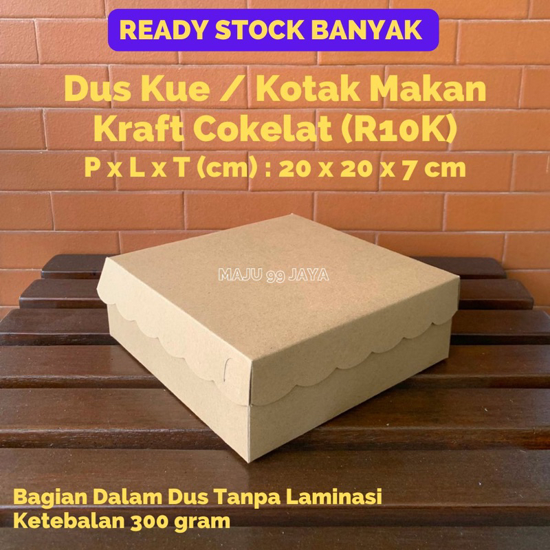 

Dus Kue / Kotak Makan Nasi R10K 20cm x 20cm x 7cm Kraft Cokelat (Ketebalan 300gram) Finishing Warna Coklat
