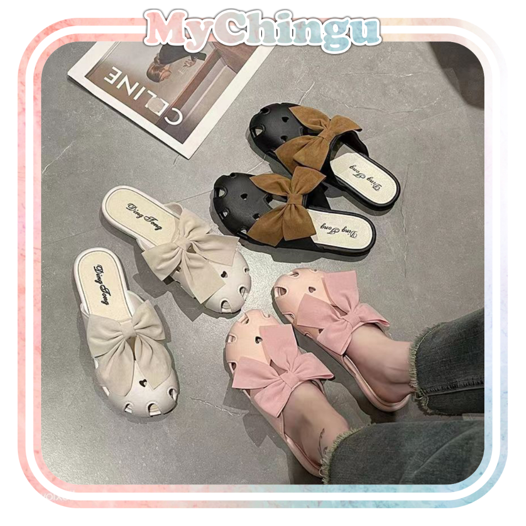 ❀ Chingu ❀ SA034 Sandal Wanita Empuk Pita Lucu Sendal Motif Ringan Empuk Santai Kasual Cantik Simple Import Murah COD