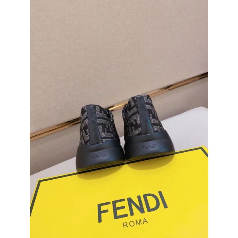 sepatu fendi pria hitam mirror quality sneaker cowok kets