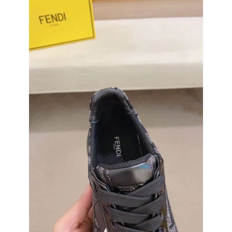 sepatu fendi pria hitam mirror quality sneaker cowok kets