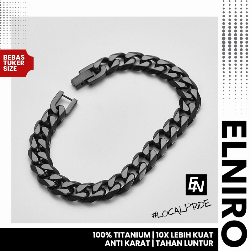 ELNIRO Gelang Rantai Pria GALLA Real Titanium Bracelets Pria Asli ANTI Karat &amp; Pudar [B.1]