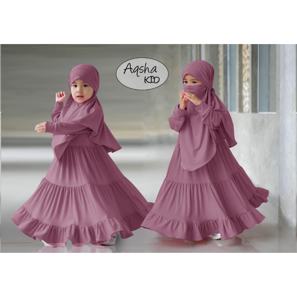 FenishaStore Baju Gamis Syar’i Anak Perempuan Terbaru AQSHA Kids Umur 2-4 Tahun
