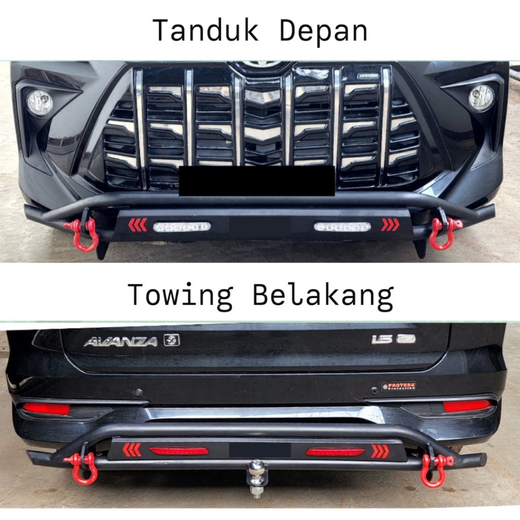 Paket Tanduk dan Towing Depan Belakang Mobil All New Avanza Xenia Rush Terios Pajero Fortuner Pajero Sport Calya Sigra Raize Rocky Innova Fortuner Trd 2020 2021 Model Cobra