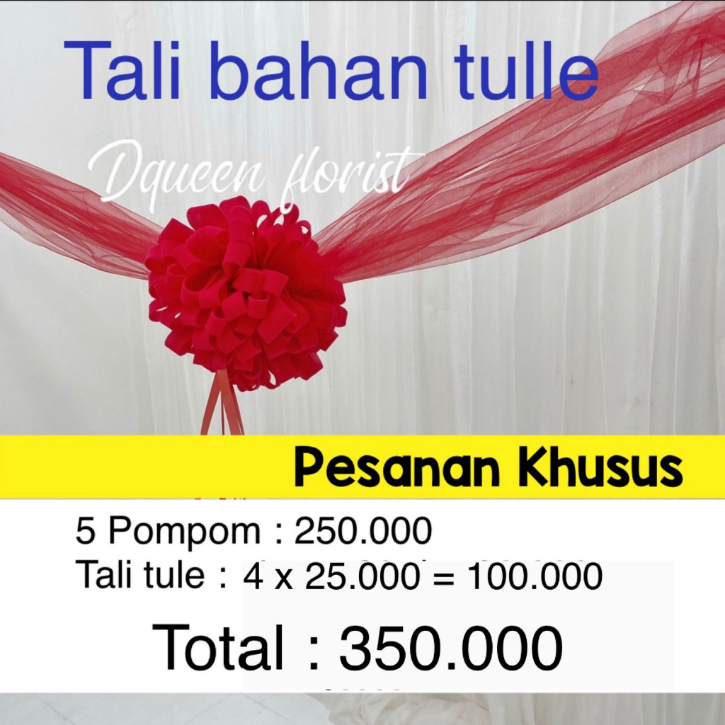 

Dqueen Florist - Pita Peresmian Pompom Special Tali Bahan Tulle