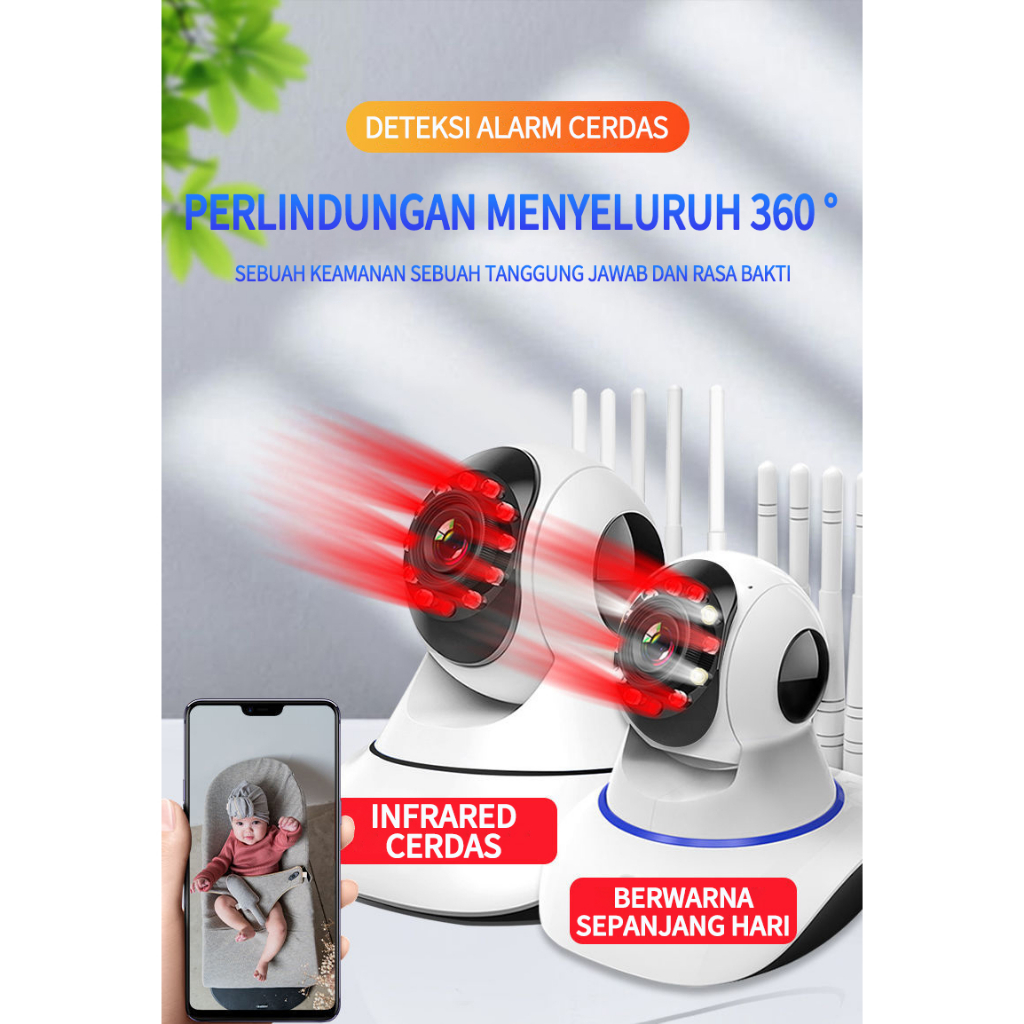 Kamera CCTV 720P Wireless WiFi Camera Keamanan Cerdas 360°Kamera Malam