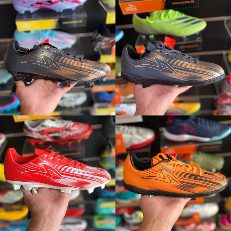 Sepatu Bola Futsal Specs Accelerator Elevation Zero 19 FG Black Gold Original