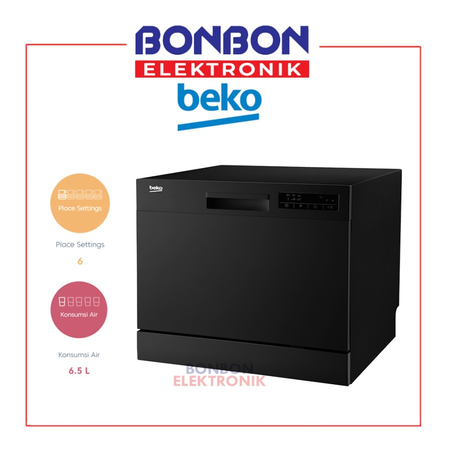 BEKO Dishwasher DTC36610B / Mesin Cuci Piring (6 Program, Table Top)