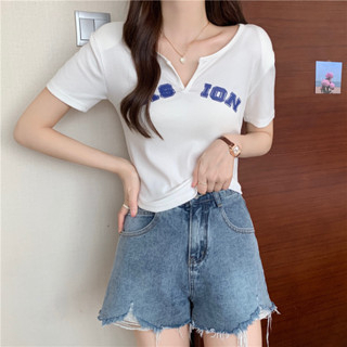 GO!BJ1223 Baju Atasan Kaos korean Motif Polos Wanita Sexy Crop Tee Lengan Pendek Fashion