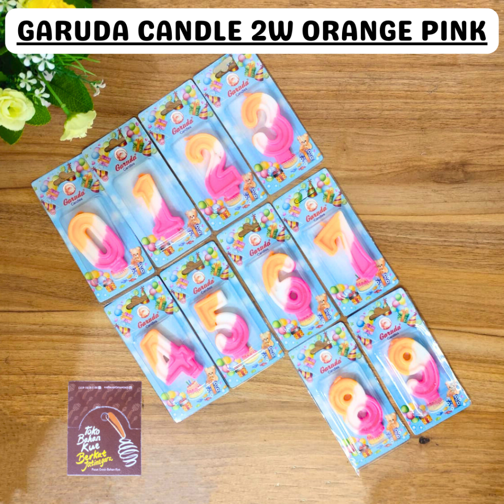 GARUDA CANDLE 2W ORANGE PINK / LILIN ANGKA / PCS