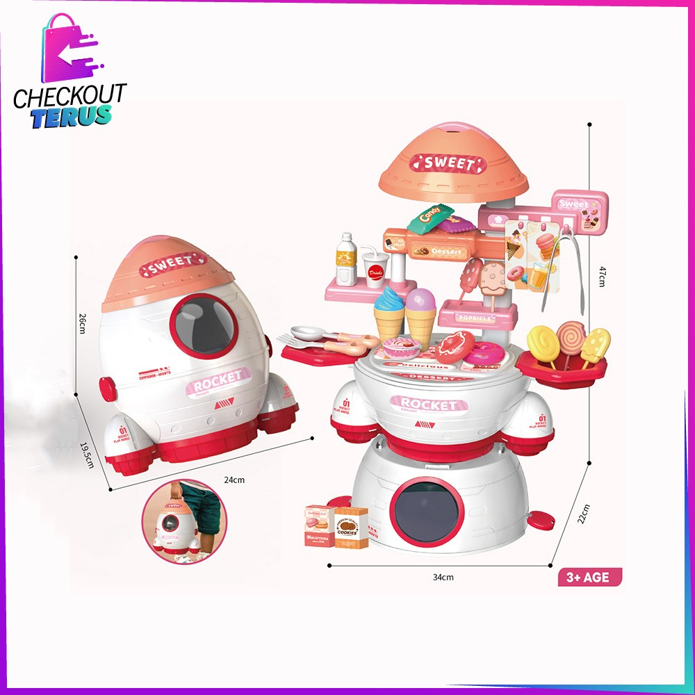 CT M323 Mainan Masak Masakan Anak Pretend Play Set Motif Rocket Unisex Mainan Edukasi Fast Food Simulation Kitchen Set Kids Toys Makeup