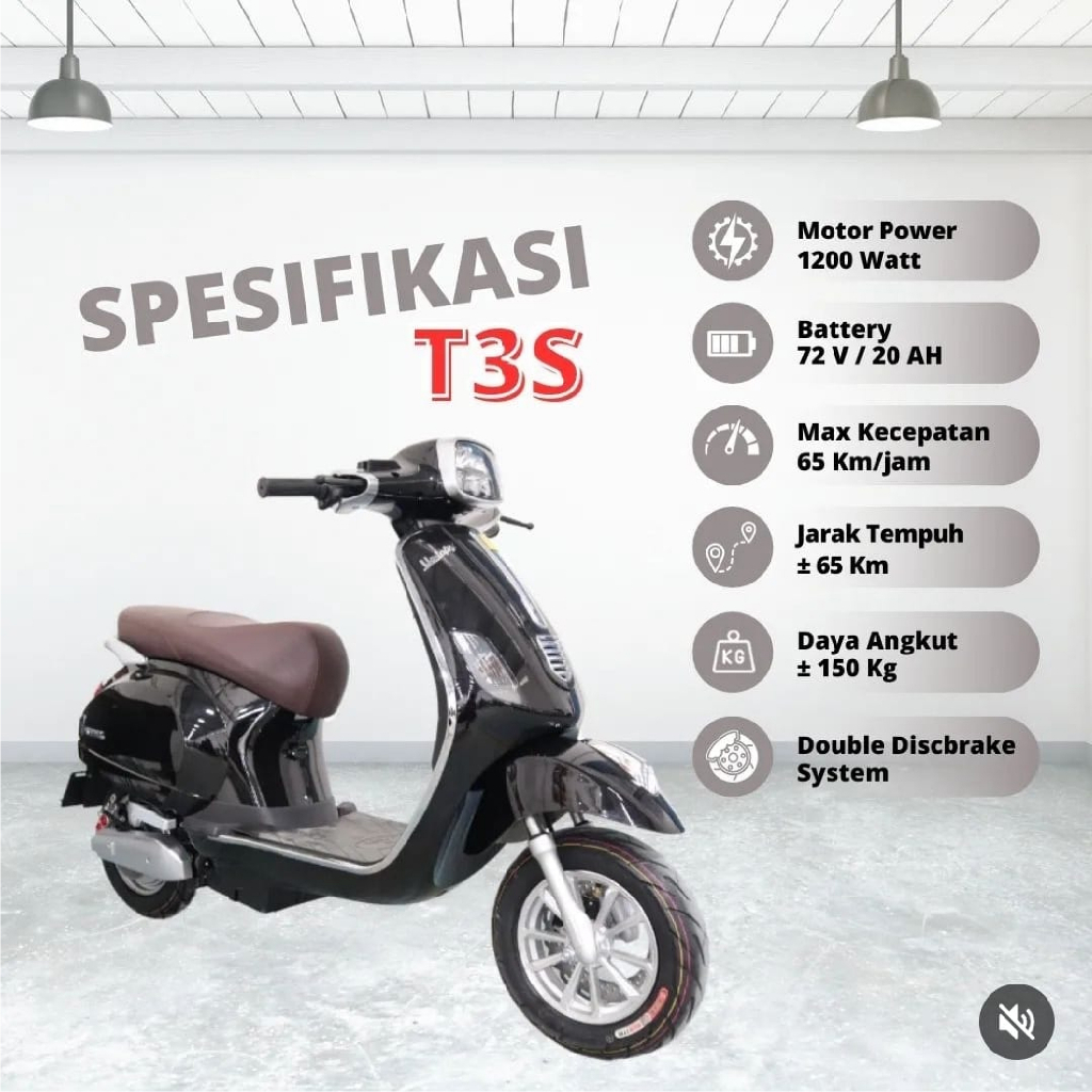 UWINFLY Sepeda Motor Listrik T3S  72V/20AH Molis Vespa Double Cakram Original Garansi Resmi