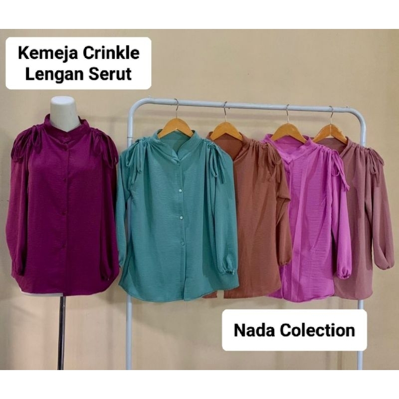 KEMEJA CRINKLE SERUT LENGAN BLOUSE WANITA TERMURAH