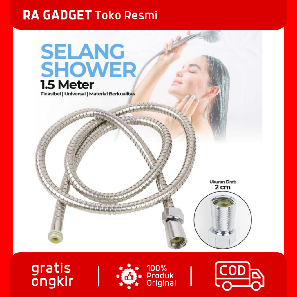 Selang Shower Fleksibel Universal Shower Hose 1.5 Meter / Selang Slang Shower Sower Mandi Closet Toi
