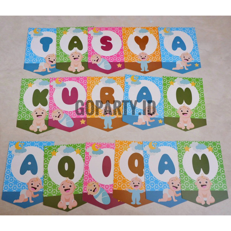 TASYAKURAN AQIQAH BABY BAYI BUNTING FLAG BANNER BENDERA DEKORASI