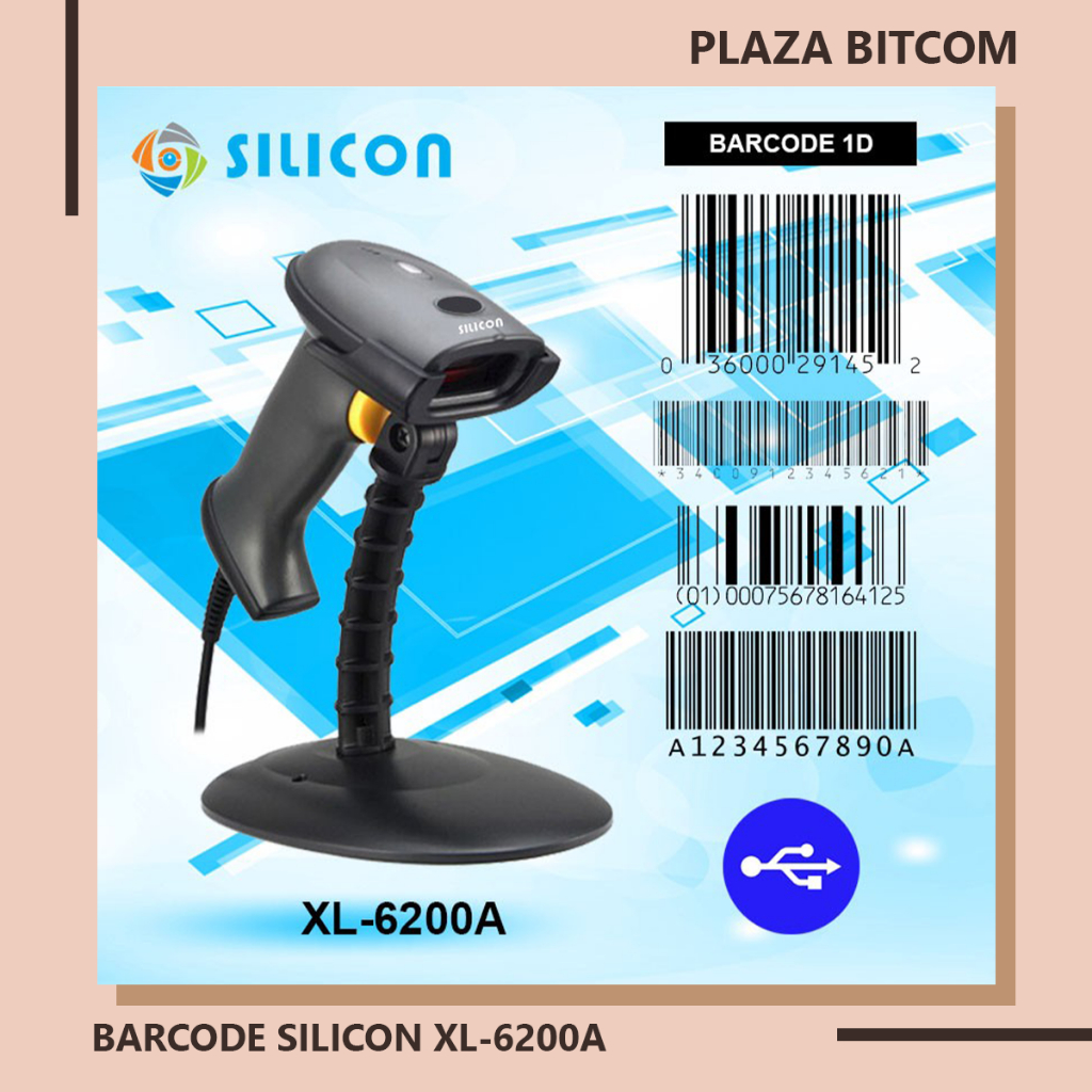 BARCODE SCANNER USB SILICON XL-6200A | BITCOM PLAZA