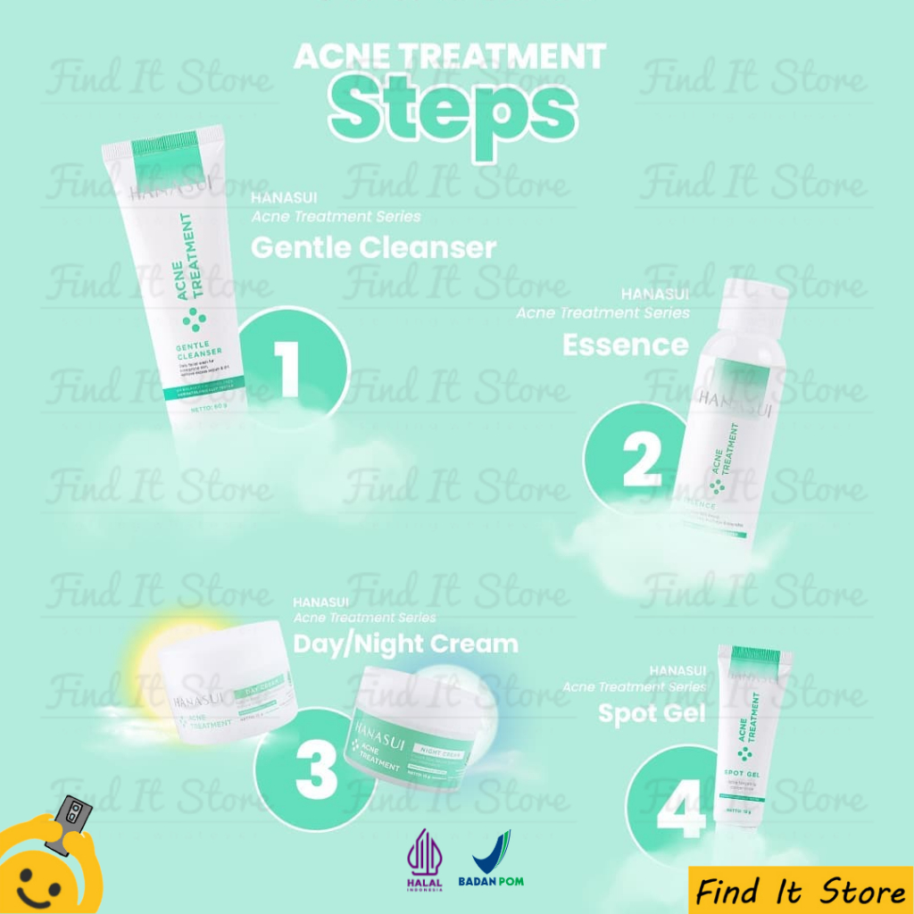 Hanasui Acne Treatment Series | Cream |  Cleanser | Essence | Spot Gel | Perawatan Kulit Berjerawat BPOM HALAL