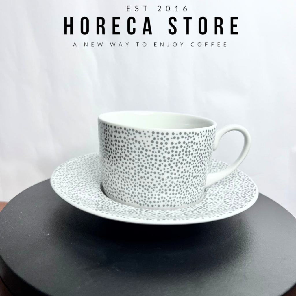 Cangkir Tatak Keramik Polkadot 250ml / Cup and Saucer / Cangkir Kopi Ceramic dengan Tatakan / Gelas 
