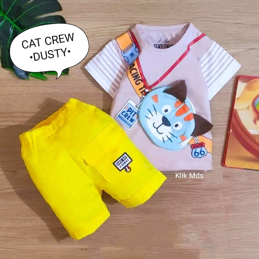 Setelan Baju Bayi Laki-laki Atasan Dan Celana Motif Cat Crew Estimasi Usia 0 - 6 Bulan