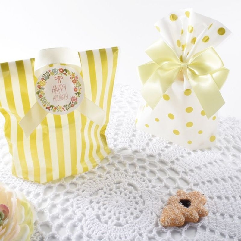 PLASTIK COOKIES CUPCAKE PERMEN POLKADOT LINE GOLD