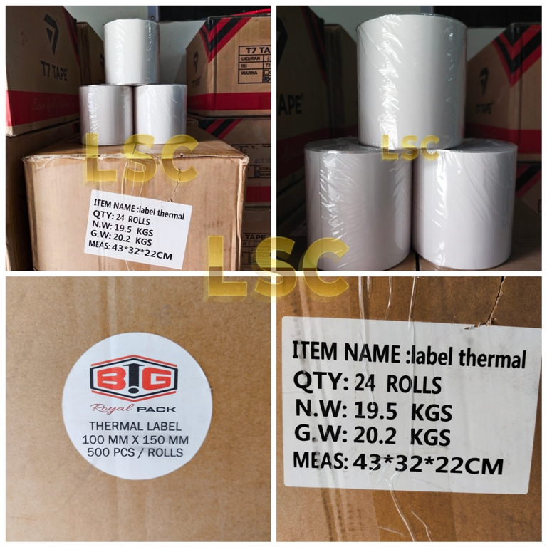 

KERTAS THERMAL A6 LABEL RESI THERMAL 100X150 BARCODE, 500 LEMBAR, DAYA REKAT KUAT TIDAK MUDAH LEPAS