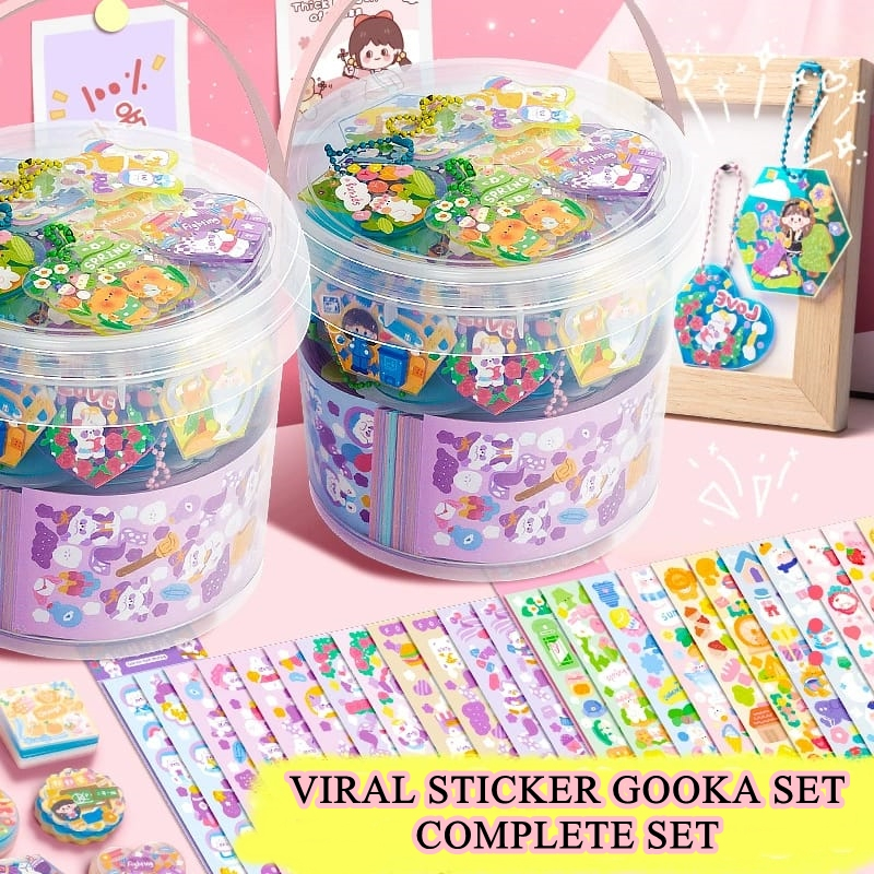 [ORGM] Mainan DIY Sticker Viral Gooka Set Komplit Papan Akrilik Stickers Rantai Set