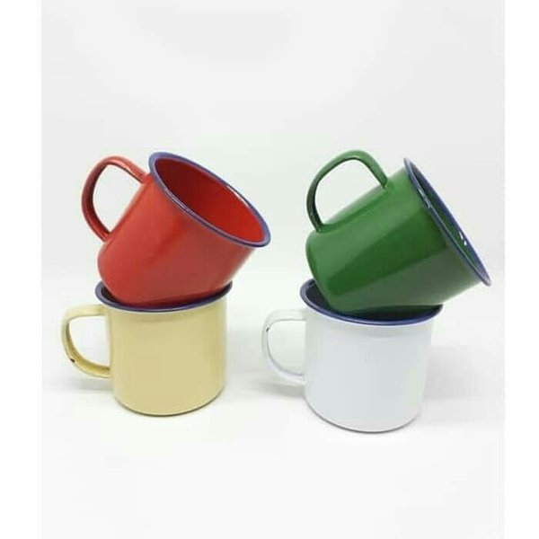 mug enamel polos/motif bunga mug jadul 7cm 5007/5307