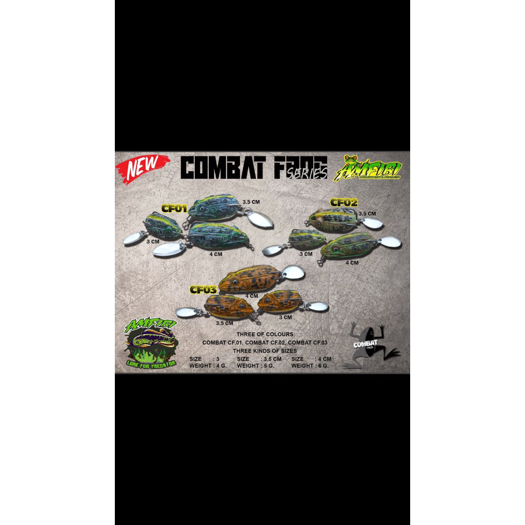 UMPAN PANCING CASTING LURE SOFT FROG COMBAT FROG BY AMFIBI LURE 3D COD GRATIS ONGKIR