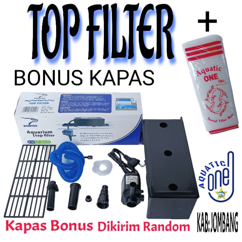 TOP FILTER ROSSTON RS 1200 + KAPAS mesin pompa ph filter box atas waterpump aquarium water pump celup saringan kolam akuarium full set fullset komplit lengkap BONUS KAPAS