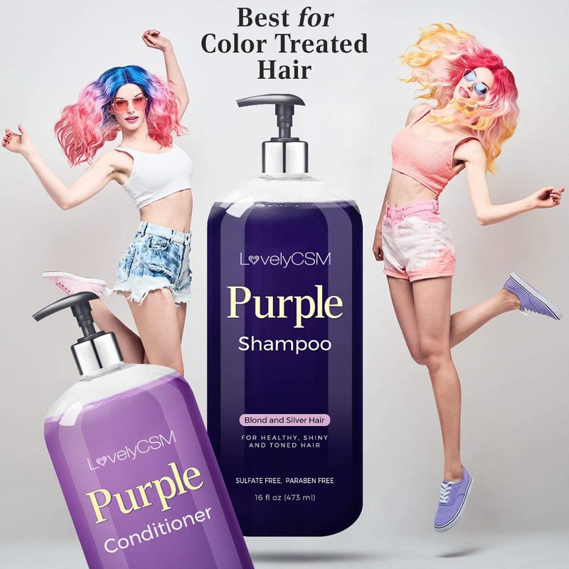 LovelyCSM Shampo &amp; Conditioner Blond &amp; silver hair 473ml no yellow purple