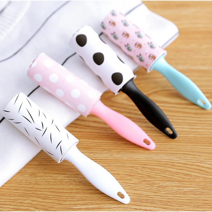 A454 STICKY LINT ROLLER MOTIF alat pembersih debu kotoran kotor bulu hewan peliharaan rambut benang washable wash able foldable able fold roll rol sikat pengangkat serat sofa baju kasur seprai sprei plastik sekop toilet litter kucing anjing