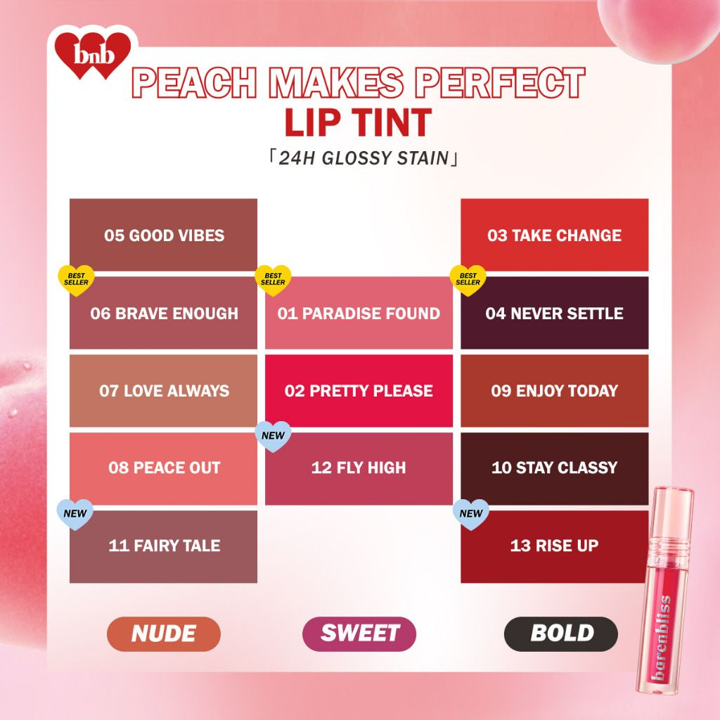 BPOM BNB barenbliss Peach Makes Perfect Lip Tint Korea Lip Gloss「24H Moisturizing」Liptint Liptin