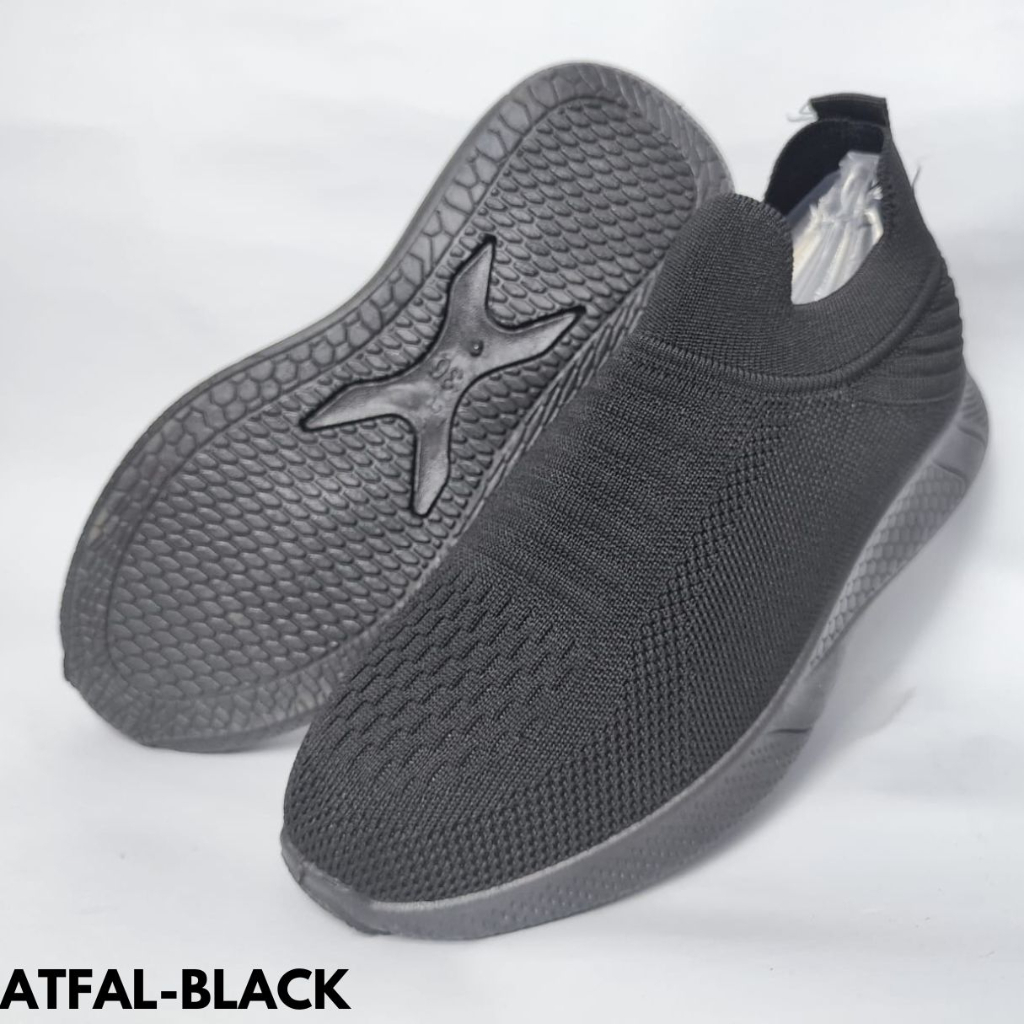 FINDME 25-40 ATFAL SEPATU SNEAKERS ANAK RINGAN PRAKTIS LENTUR MODEREN FULL BLACK BAHAN FLYKNIT IMPORT