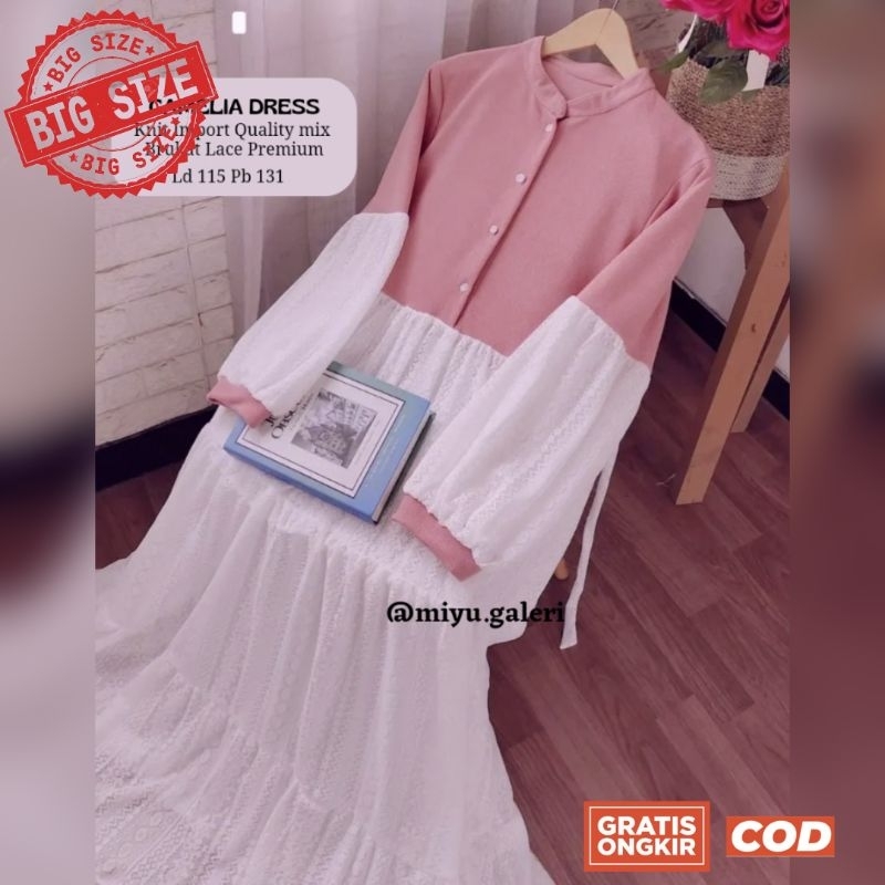 Gamis Brukat Jumbo Lace Premium mix Knit Premium Gamis Dress Brokat Lace malika jumbo big size besar