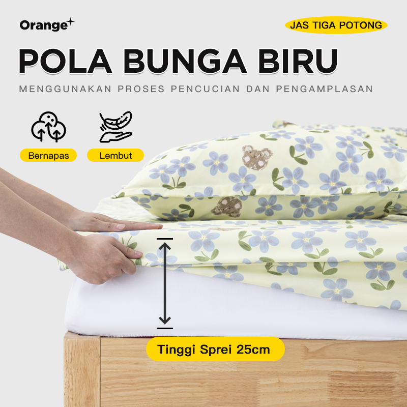 Barnik88 Sprei King 120x200x20 Bantal 2 Seprai Kualitas Bagus Bahan Adem Tidak luntur Kualitas Terbaik termurah