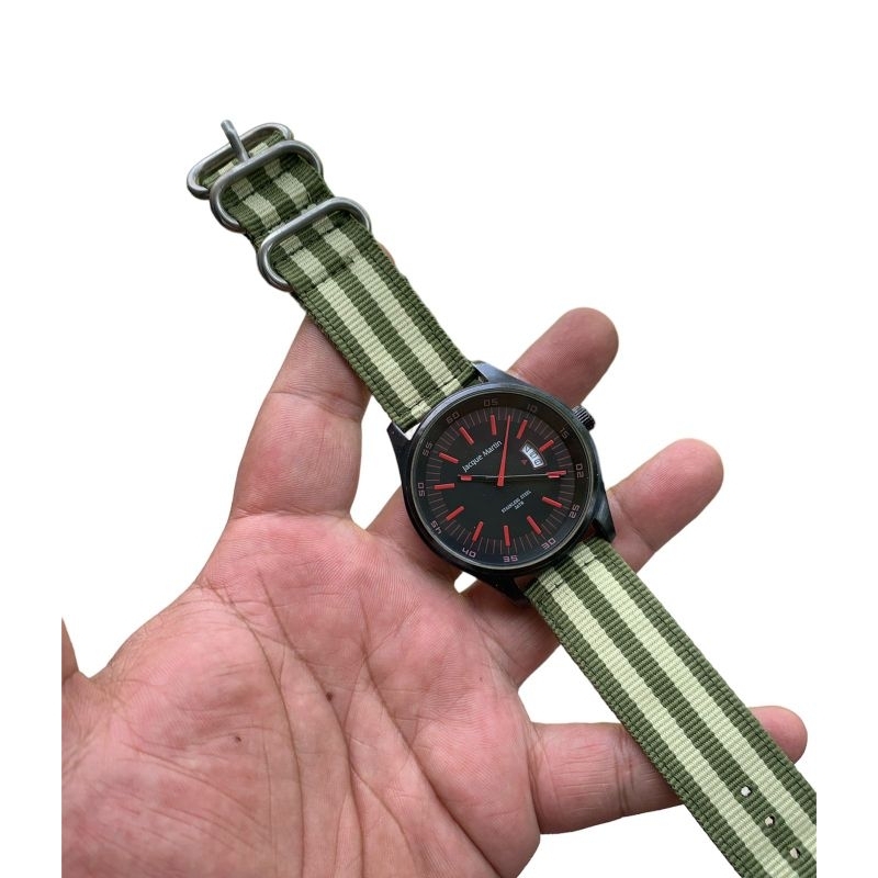 Strap tali jam tangan kanvas military watch stell buckle