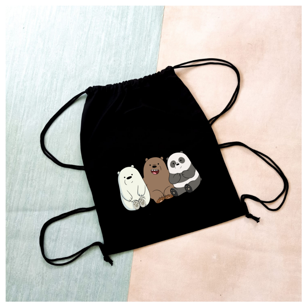 Stringbag We Bare Bears series ransel serut drawstring sekolah kuliah kampus viral string bag tas punggung || Kiiyoomii ||