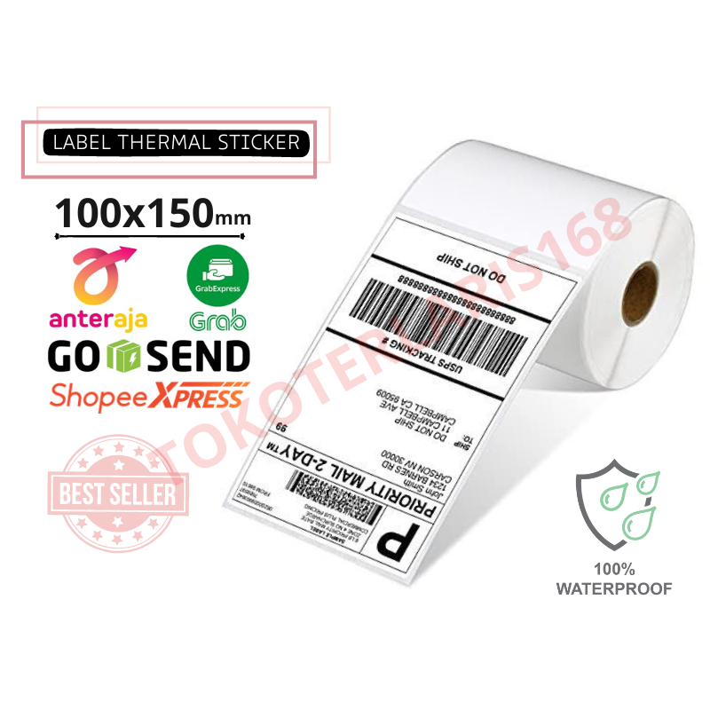 

Label Thermal 100x150 ukuran A6 Roll isi 500