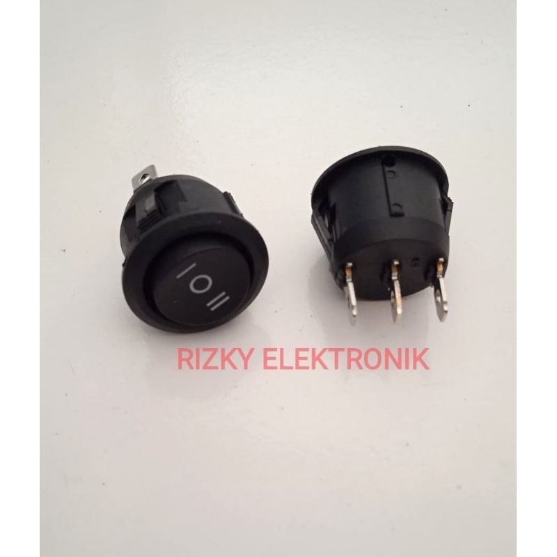 Saklar Switch Bulat Hitam On/Off 3 Pin Kaki Rocker 3 Mode