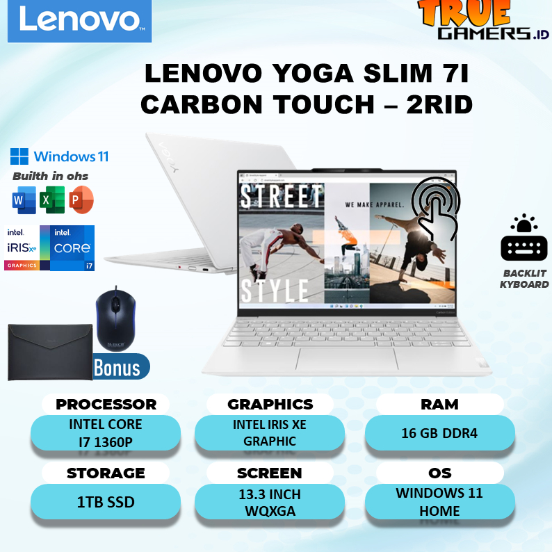 Laptop yoga slim 7i carbon touch I7 1360P 16GB 1TBSSD Win 11 free ohs 13.3wqxga