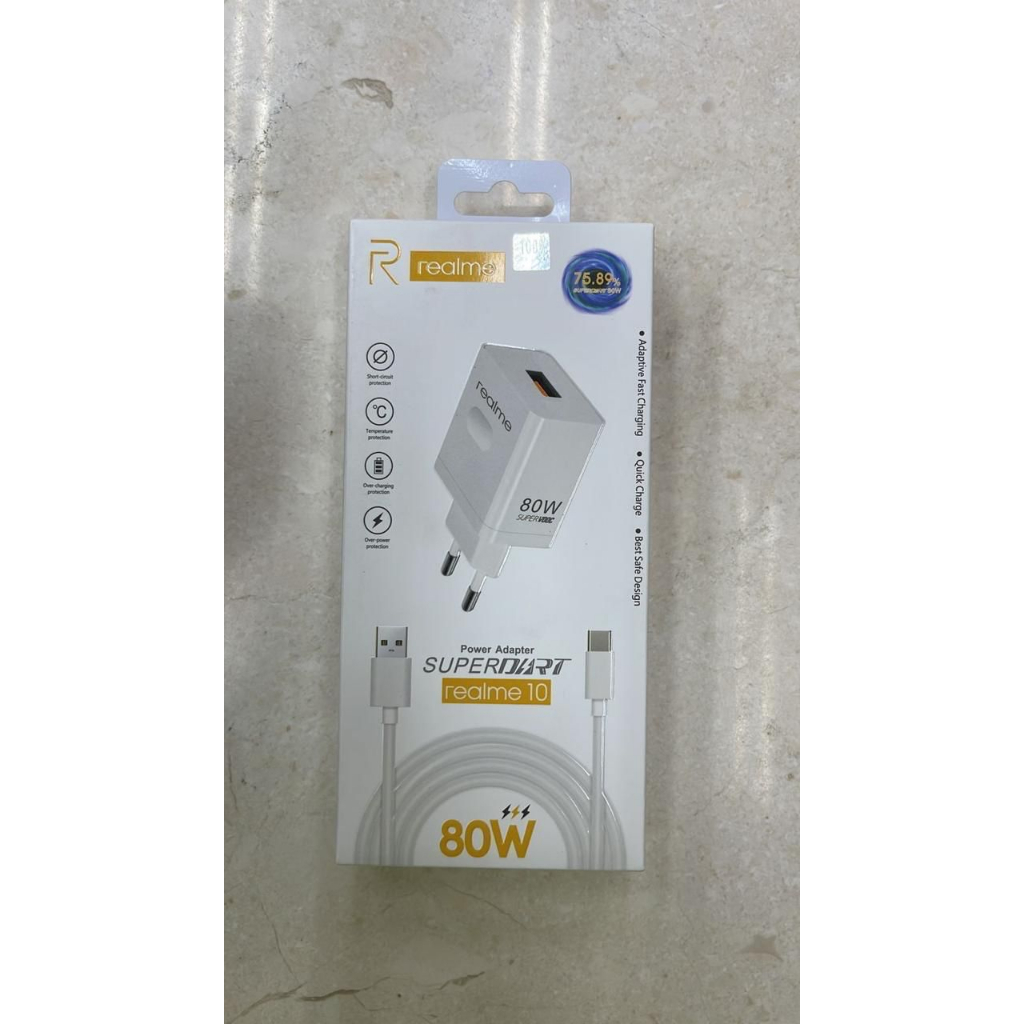 Charger Original Realme 9 10 80W Power Adapter Support Vooc Fast Charging Power USB Type-C / Micro USB