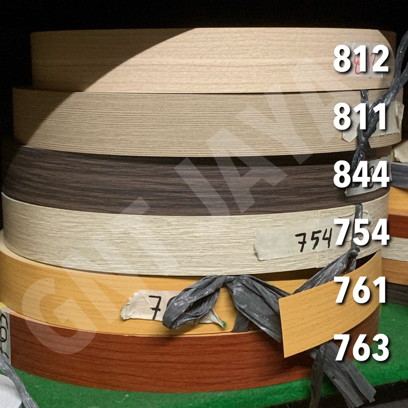 EDGING PINGGIRAN CS LAMINATES PVC HPL motif wood taco serat tekstur kayu coklat muda tua abu krem ku