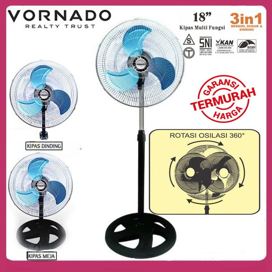 Kipas Angin Tornado 3In1 Besi 18 Inch Vornado EF45 Osilasi 360 derajat-Garansi resmi