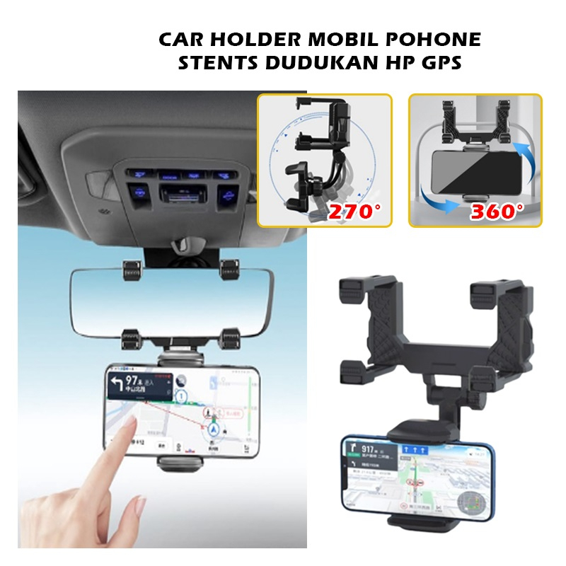 Phone Holder HD51 Holder Spion Tengah Mobil Universal Multi Rotation