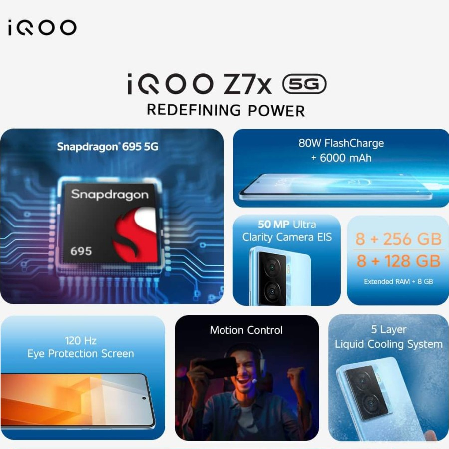 VIVO IQOO Z7X 5G 8/128GB | 8/256GB 6000mAh NEW GARANSI RESMI